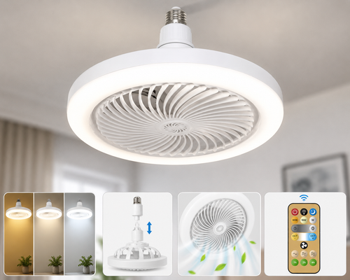 🌬️ AeroLight 2 en 1™ Foco LED + Ventilador con Control Remoto
